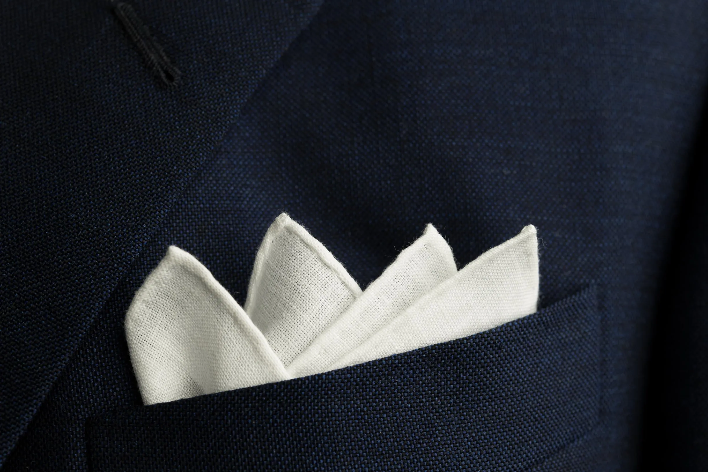 White Italian Linen Pocket Square