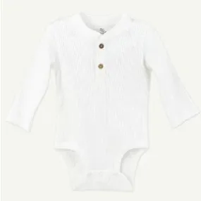 White Rib Henley Bodysuit