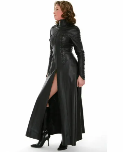 Women's Black Genuine Lambskin Trench Coat