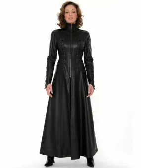 Women's Black Genuine Lambskin Trench Coat