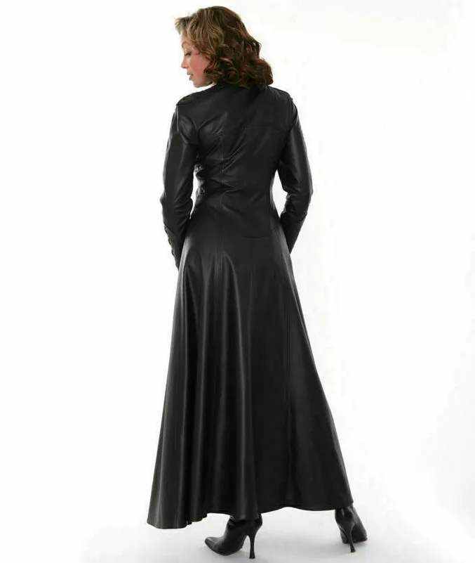 Women's Black Genuine Lambskin Trench Coat