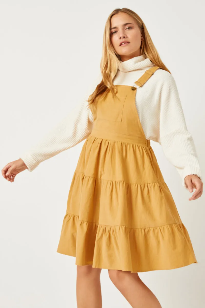 Womens Corduroy Tiered Overall Dress