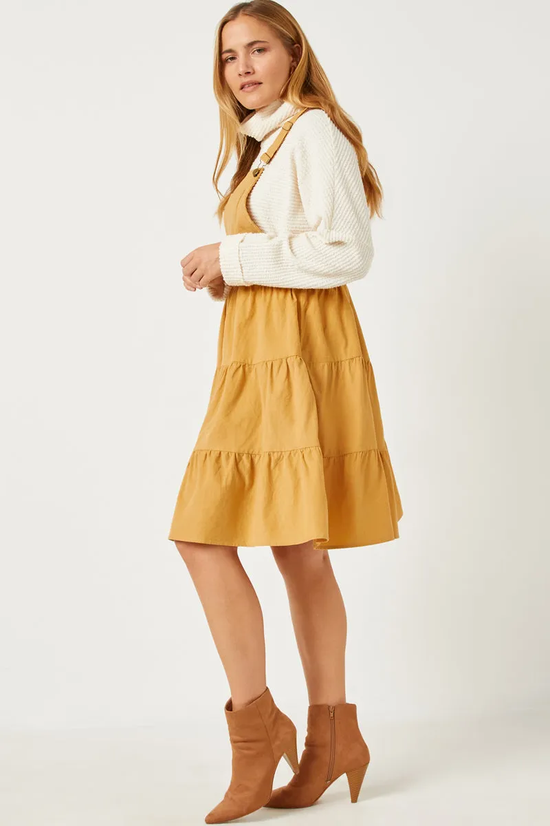 Womens Corduroy Tiered Overall Dress