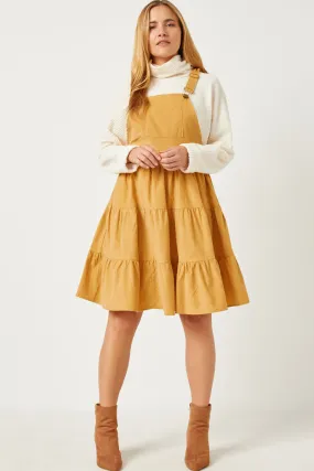 Womens Corduroy Tiered Overall Dress