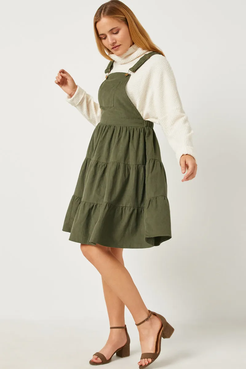 Womens Corduroy Tiered Overall Dress