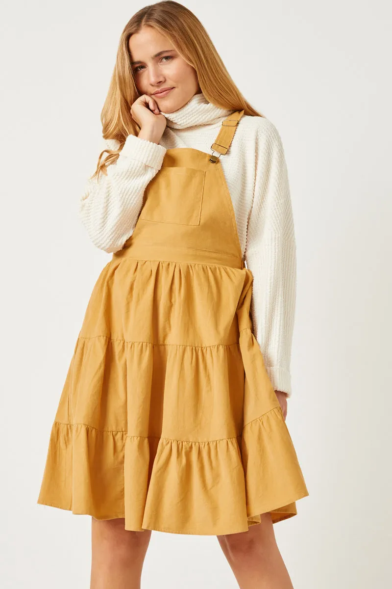 Womens Corduroy Tiered Overall Dress
