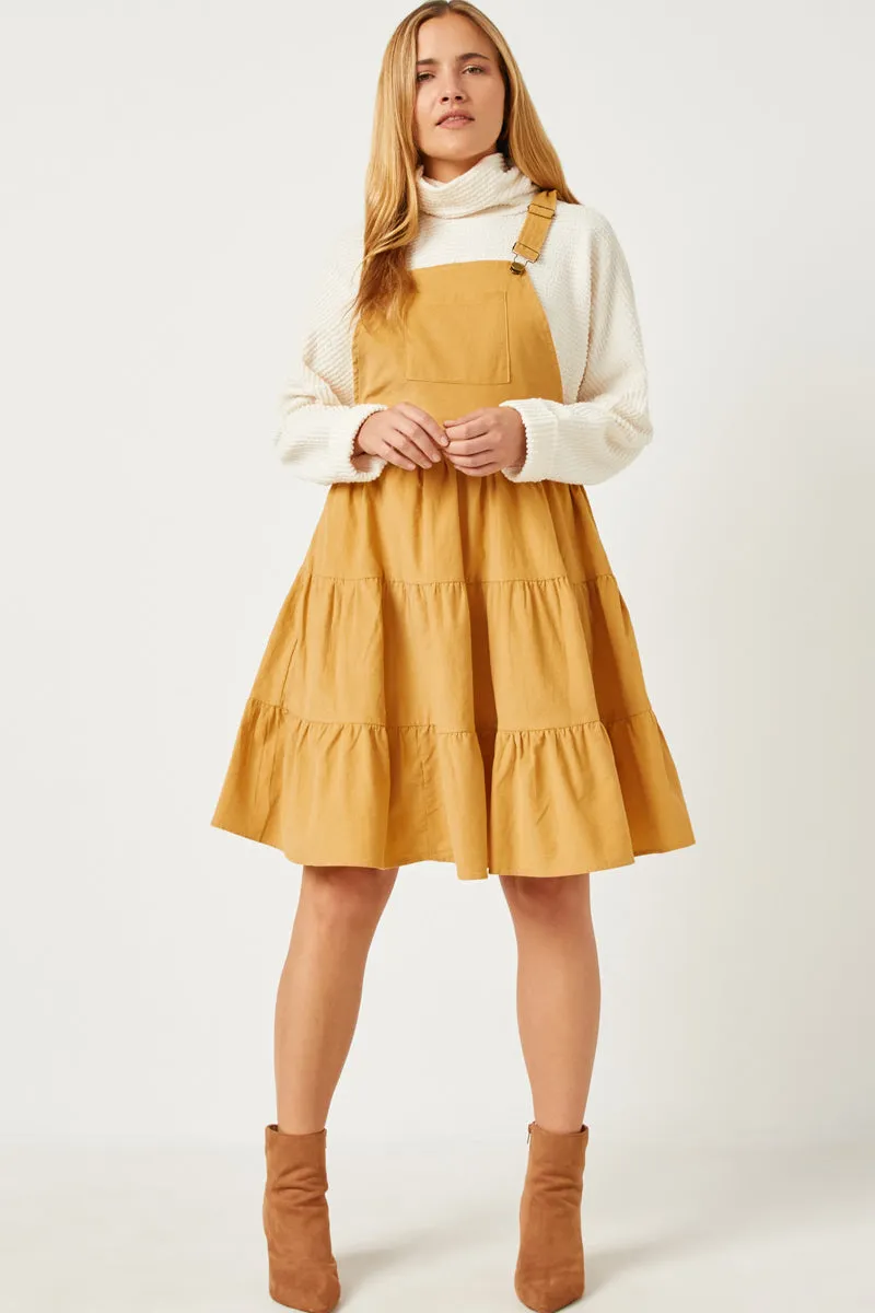 Womens Corduroy Tiered Overall Dress