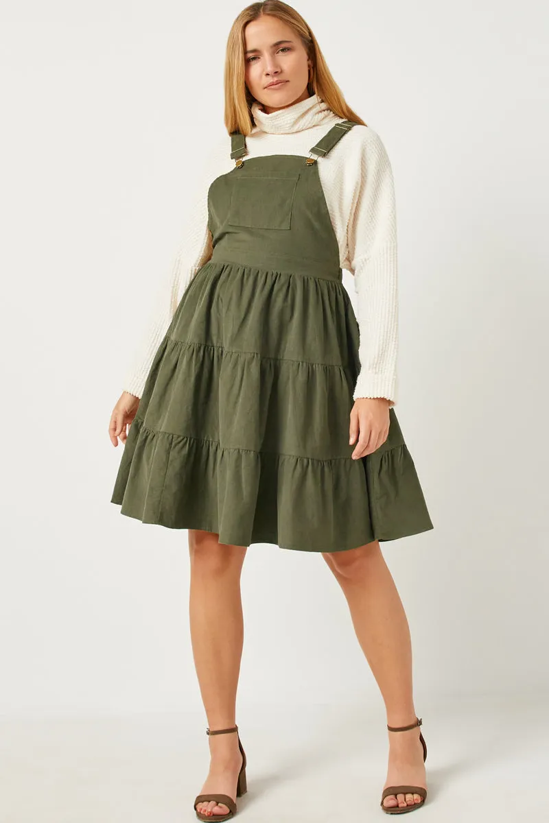 Womens Corduroy Tiered Overall Dress