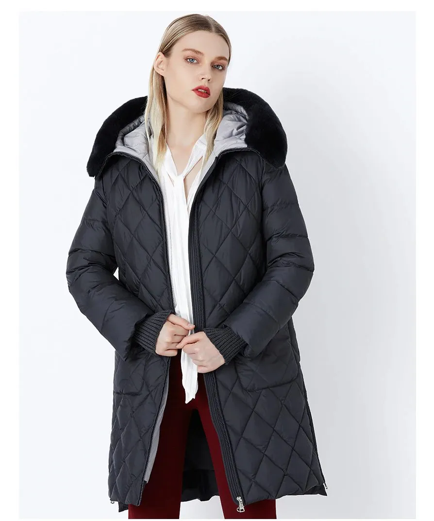 Women's Winter Hooded Cotton-Padded Down Coat With Fur Collar