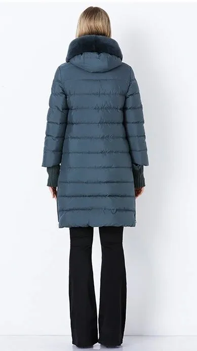 Women's Winter Hooded Cotton-Padded Down Coat With Fur Collar