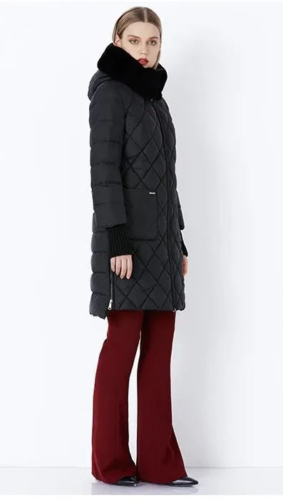 Women's Winter Hooded Cotton-Padded Down Coat With Fur Collar