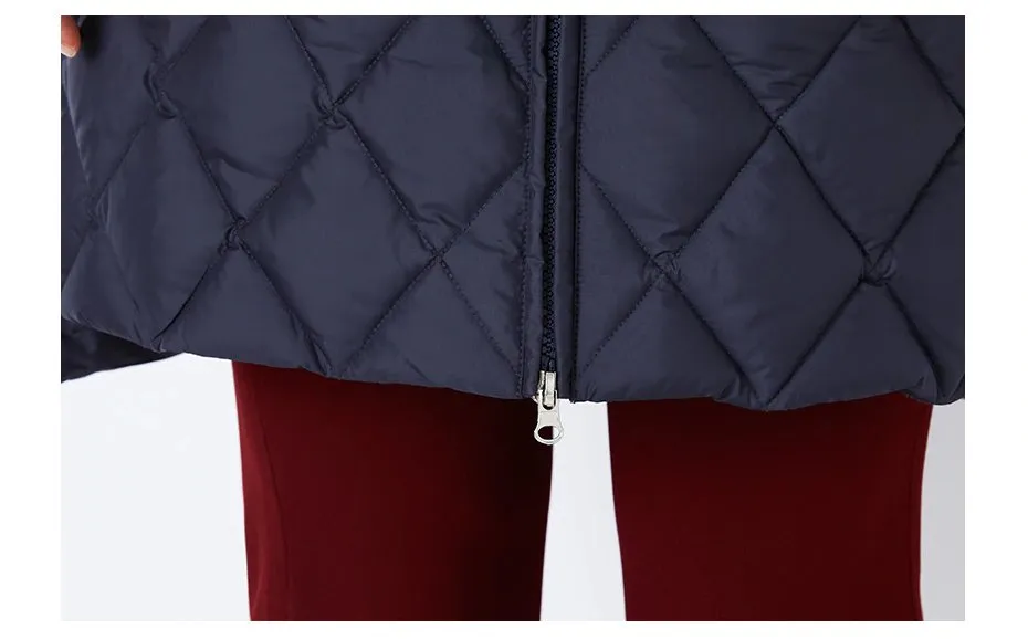 Women's Winter Hooded Cotton-Padded Down Coat With Fur Collar