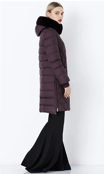 Women's Winter Hooded Cotton-Padded Down Coat With Fur Collar