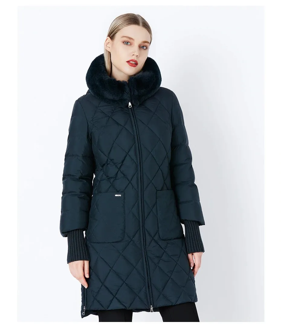 Women's Winter Hooded Cotton-Padded Down Coat With Fur Collar