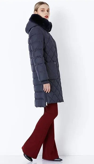 Women's Winter Hooded Cotton-Padded Down Coat With Fur Collar