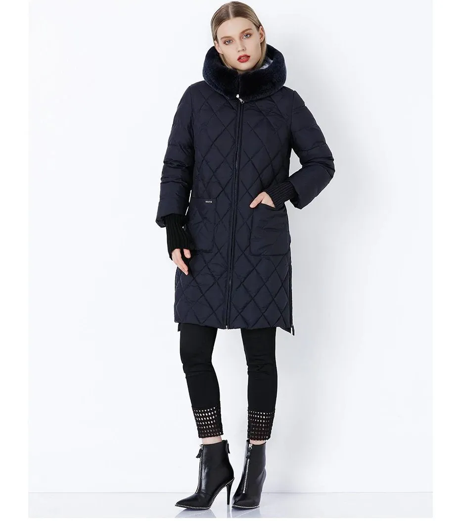 Women's Winter Hooded Cotton-Padded Down Coat With Fur Collar