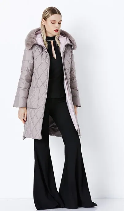 Women's Winter Hooded Cotton-Padded Down Coat With Fur Collar