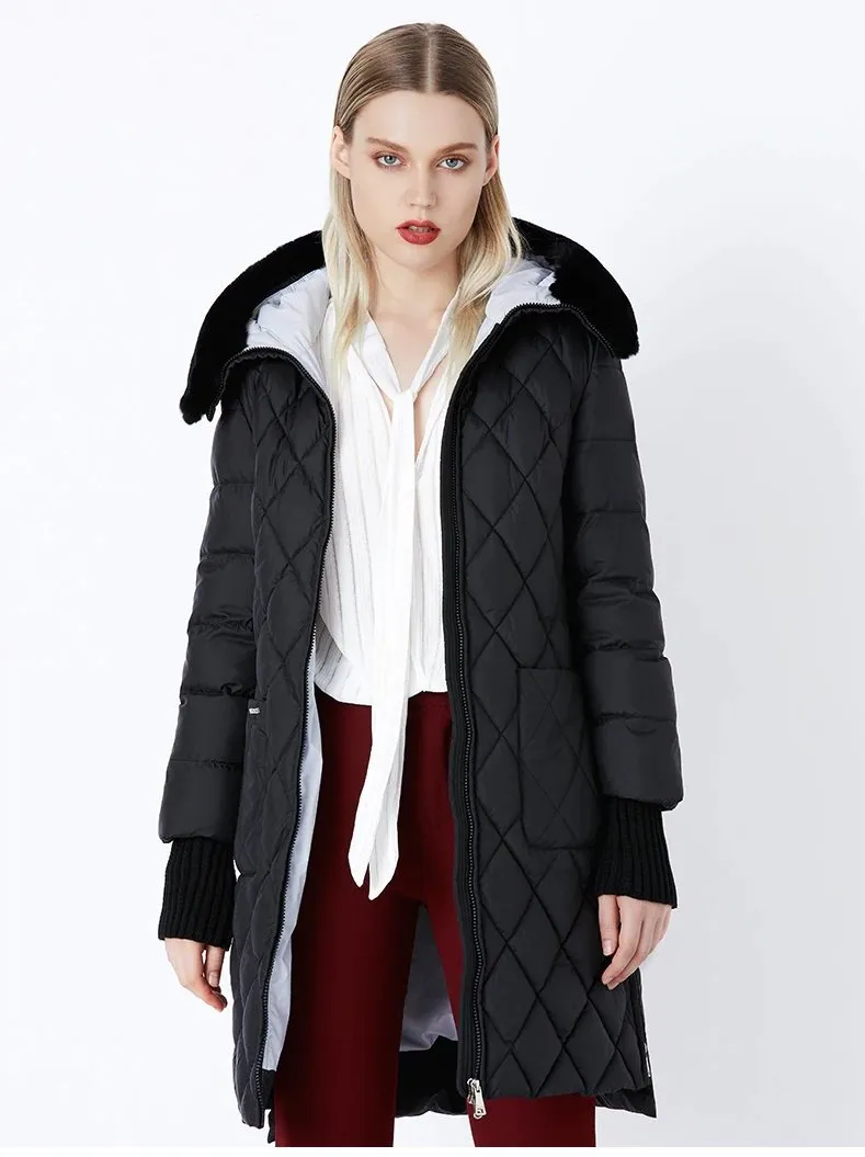 Women's Winter Hooded Cotton-Padded Down Coat With Fur Collar