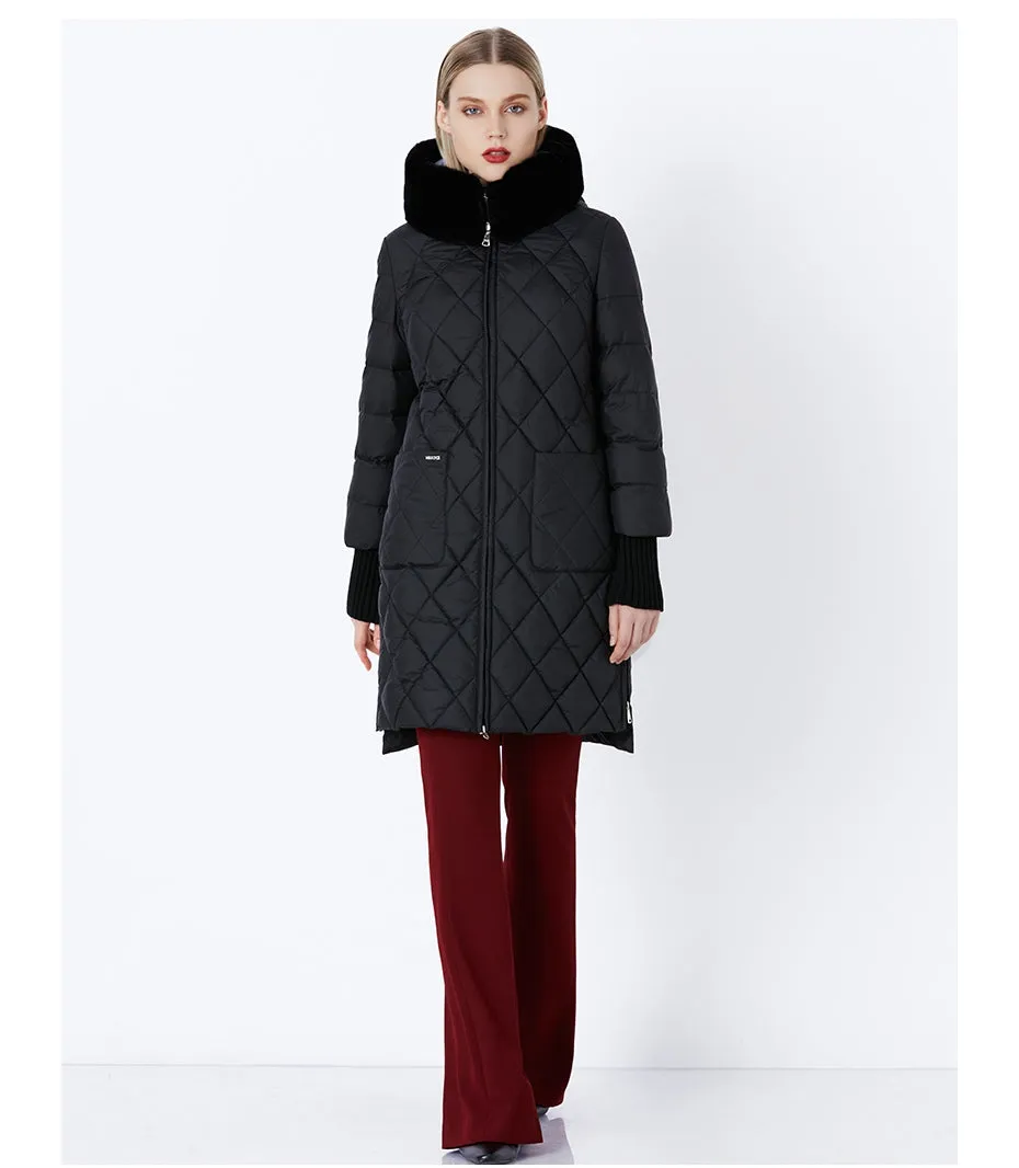 Women's Winter Hooded Cotton-Padded Down Coat With Fur Collar