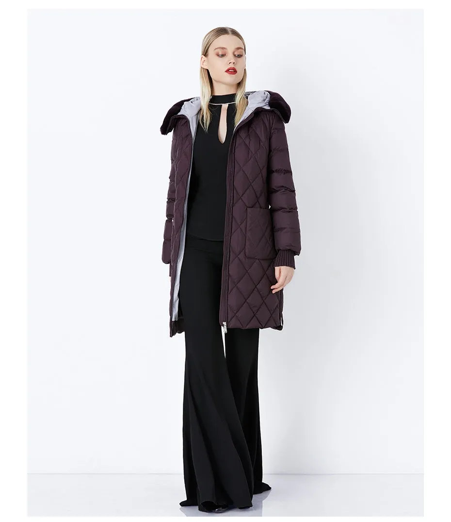 Women's Winter Hooded Cotton-Padded Down Coat With Fur Collar
