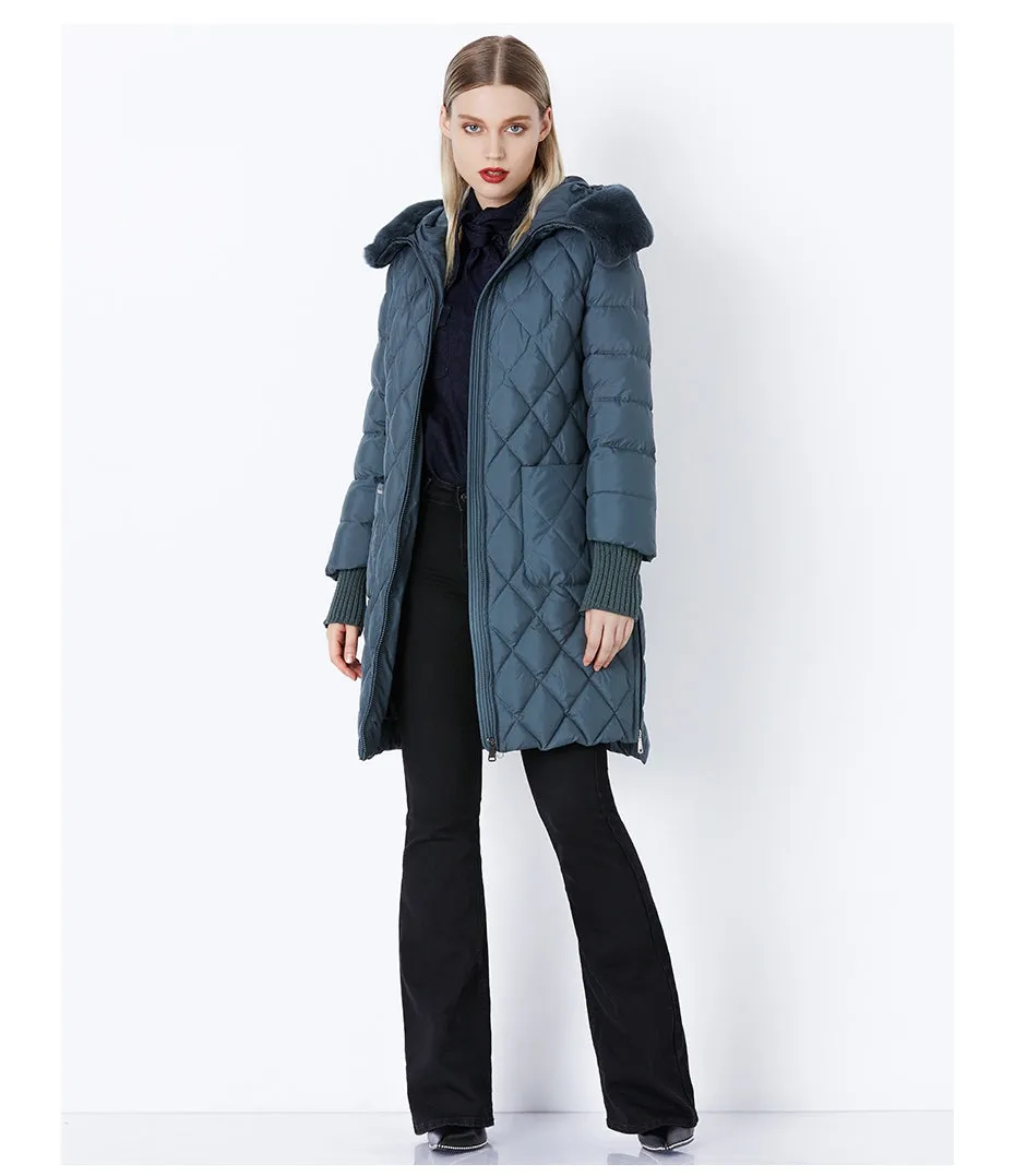 Women's Winter Hooded Cotton-Padded Down Coat With Fur Collar