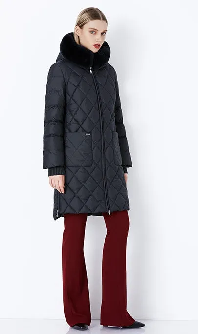 Women's Winter Hooded Cotton-Padded Down Coat With Fur Collar