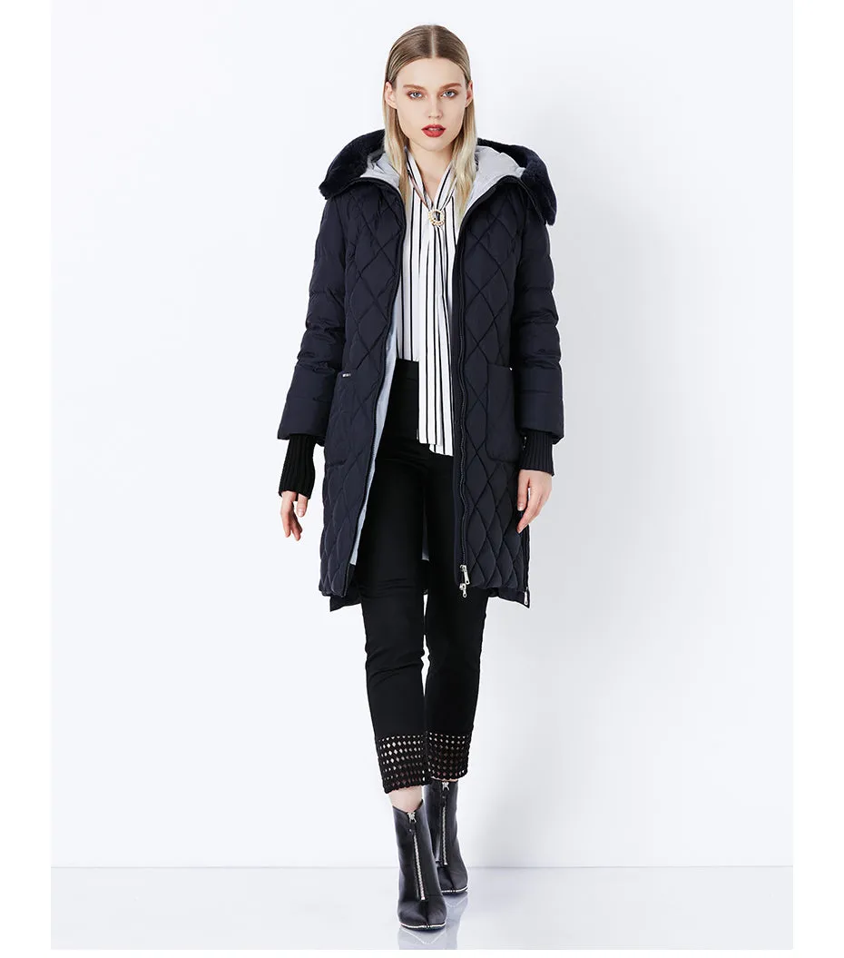 Women's Winter Hooded Cotton-Padded Down Coat With Fur Collar