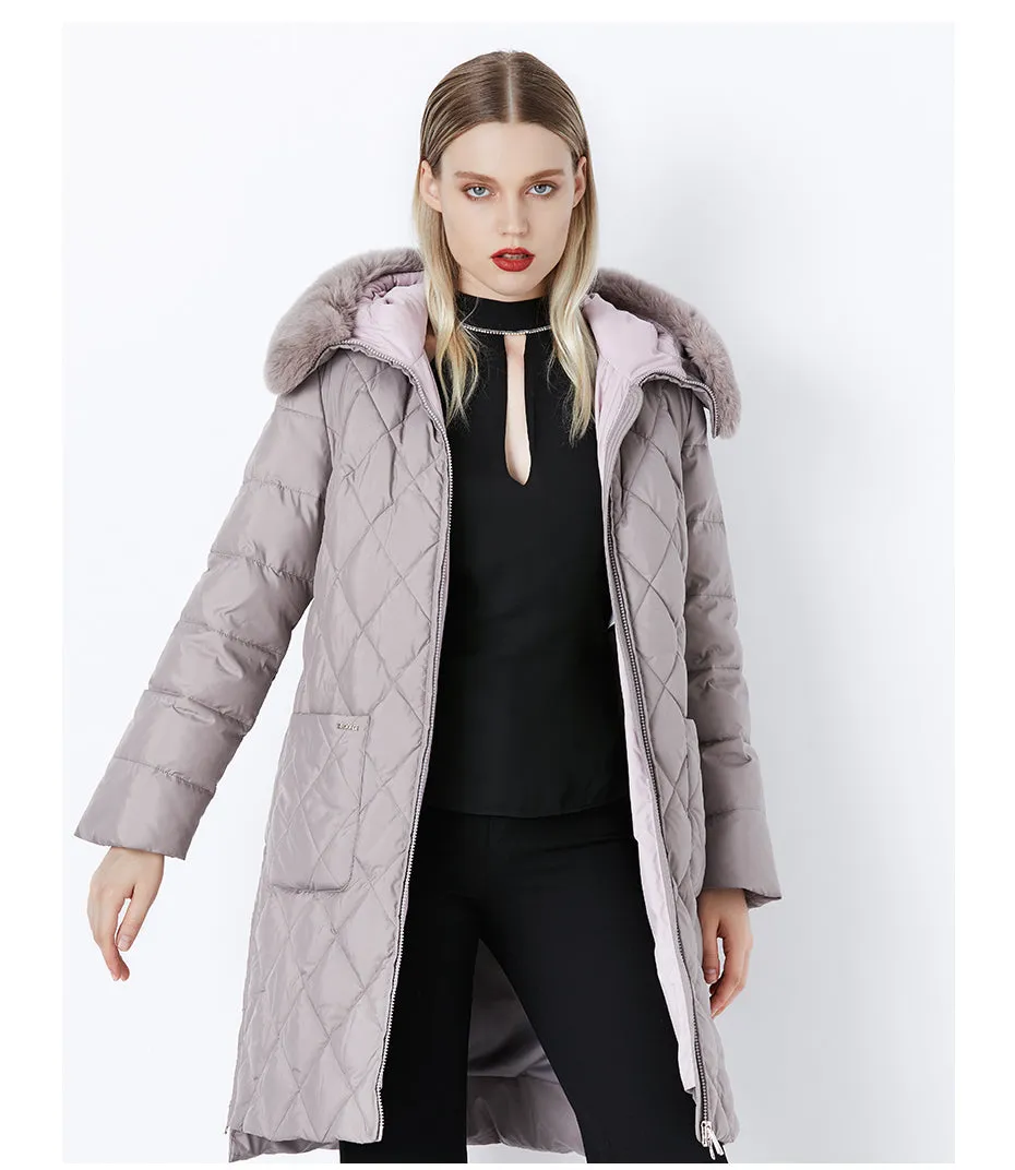 Women's Winter Hooded Cotton-Padded Down Coat With Fur Collar