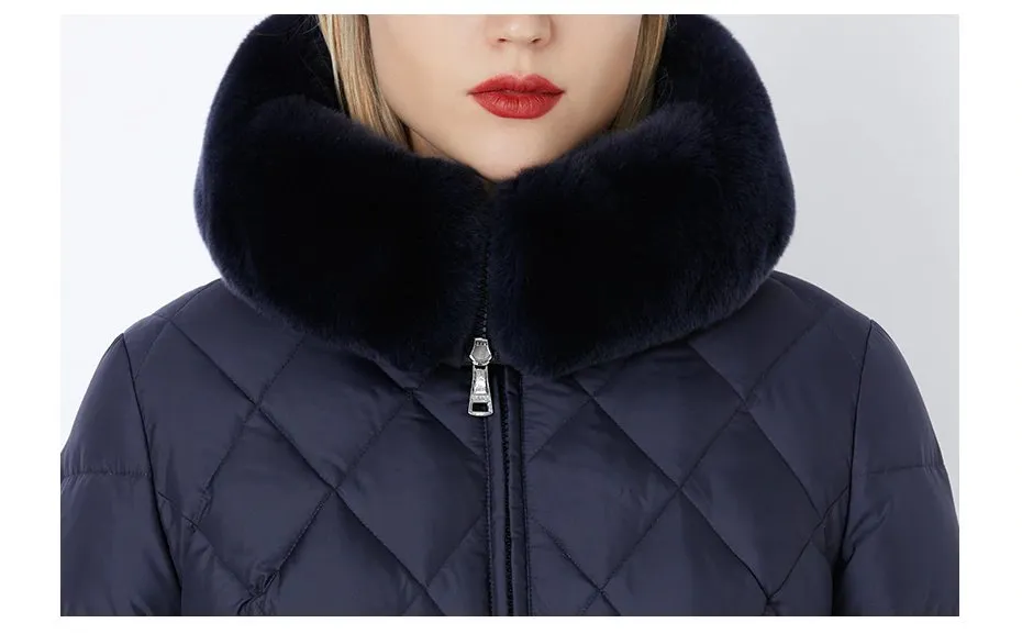 Women's Winter Hooded Cotton-Padded Down Coat With Fur Collar