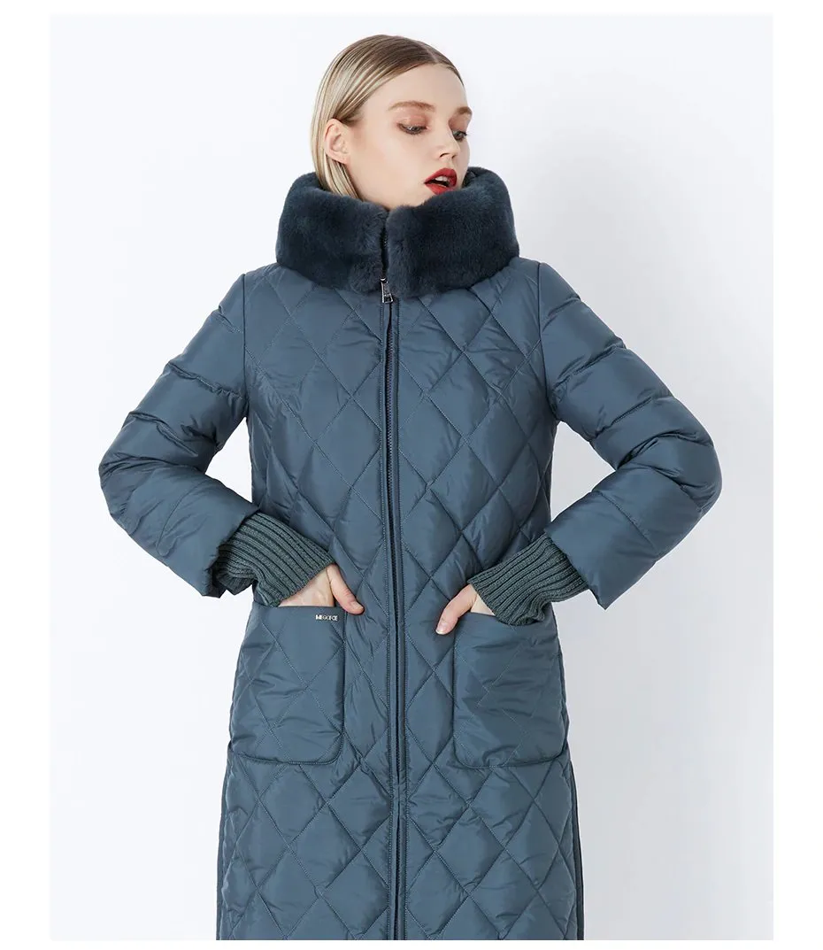 Women's Winter Hooded Cotton-Padded Down Coat With Fur Collar