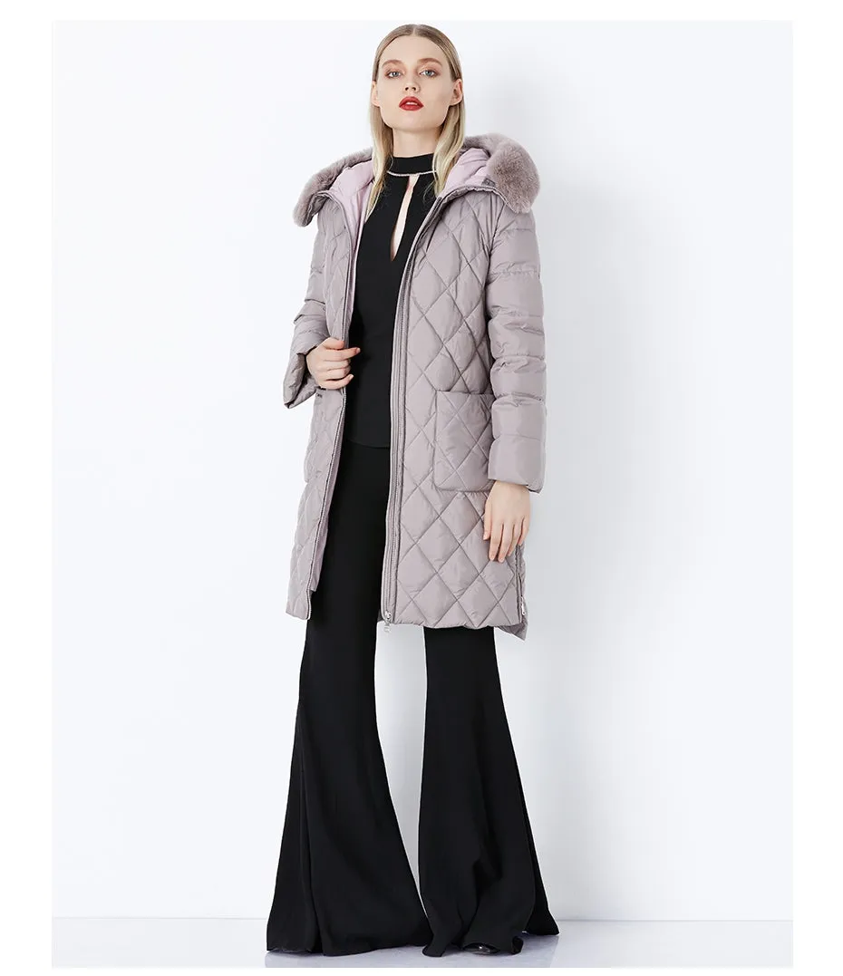 Women's Winter Hooded Cotton-Padded Down Coat With Fur Collar