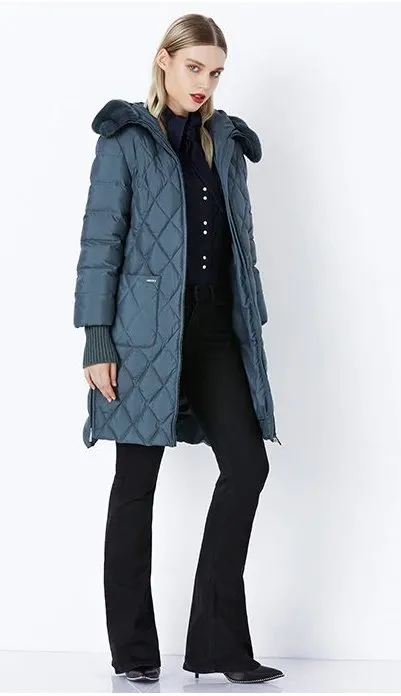 Women's Winter Hooded Cotton-Padded Down Coat With Fur Collar