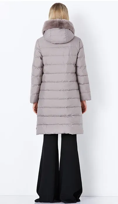 Women's Winter Hooded Cotton-Padded Down Coat With Fur Collar
