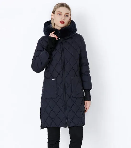 Women's Winter Hooded Cotton-Padded Down Coat With Fur Collar