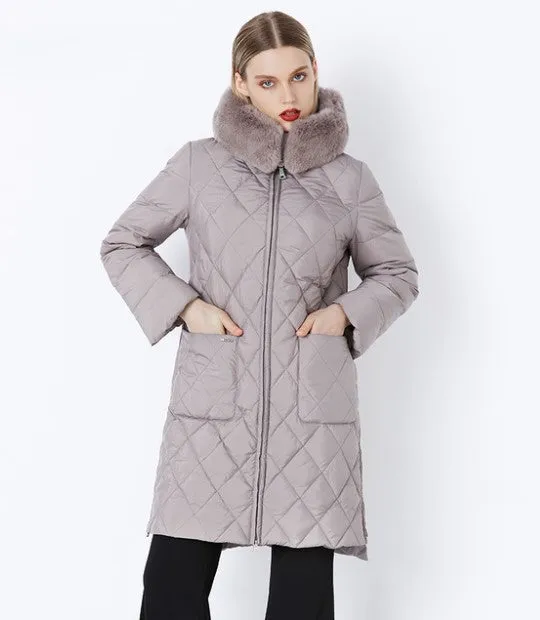 Women's Winter Hooded Cotton-Padded Down Coat With Fur Collar