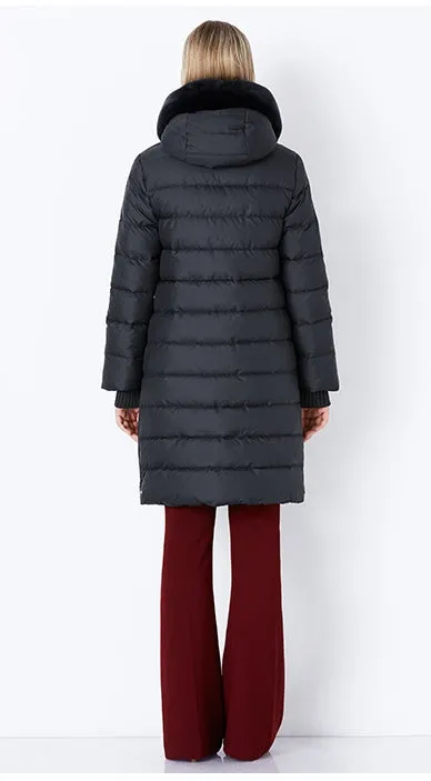 Women's Winter Hooded Cotton-Padded Down Coat With Fur Collar