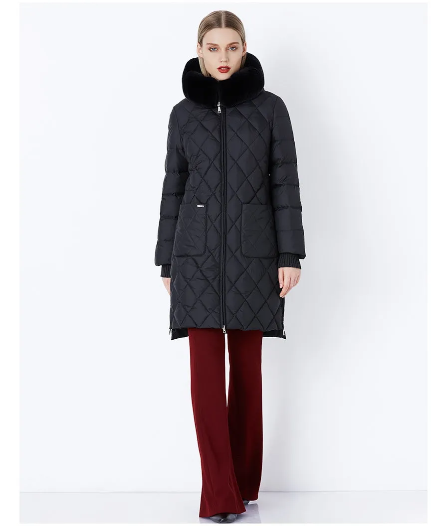 Women's Winter Hooded Cotton-Padded Down Coat With Fur Collar