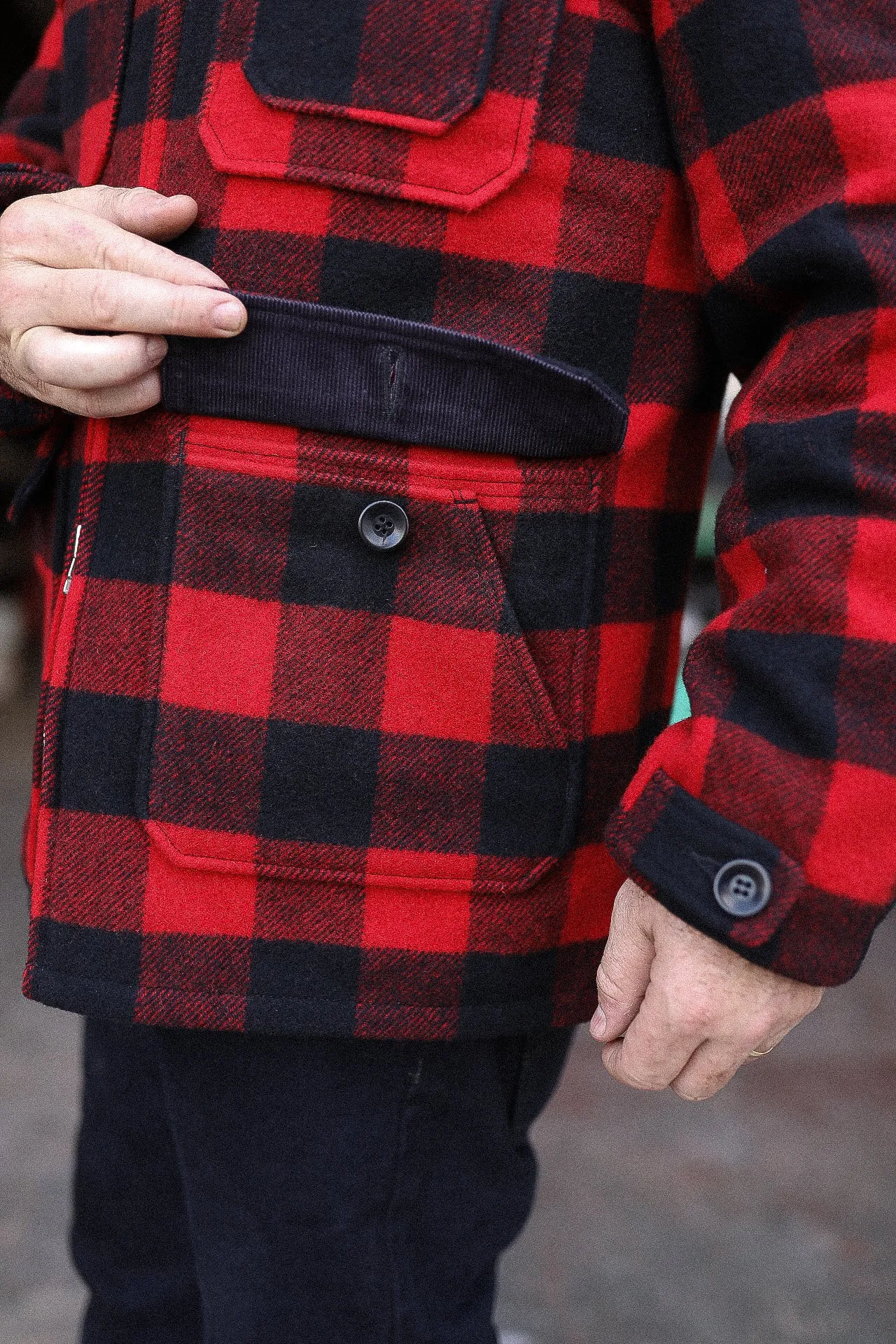 Wool Buffalo Check Hunting Jacket - Red IHW-19-RED