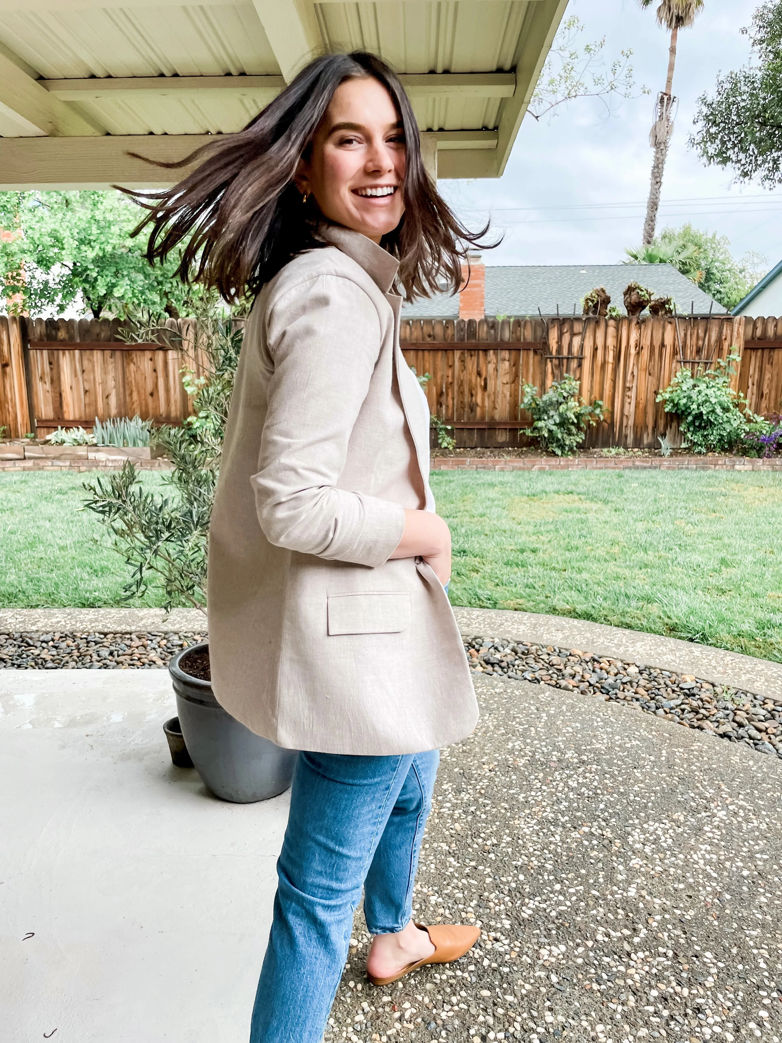 Woven Blazer - Oatmeal