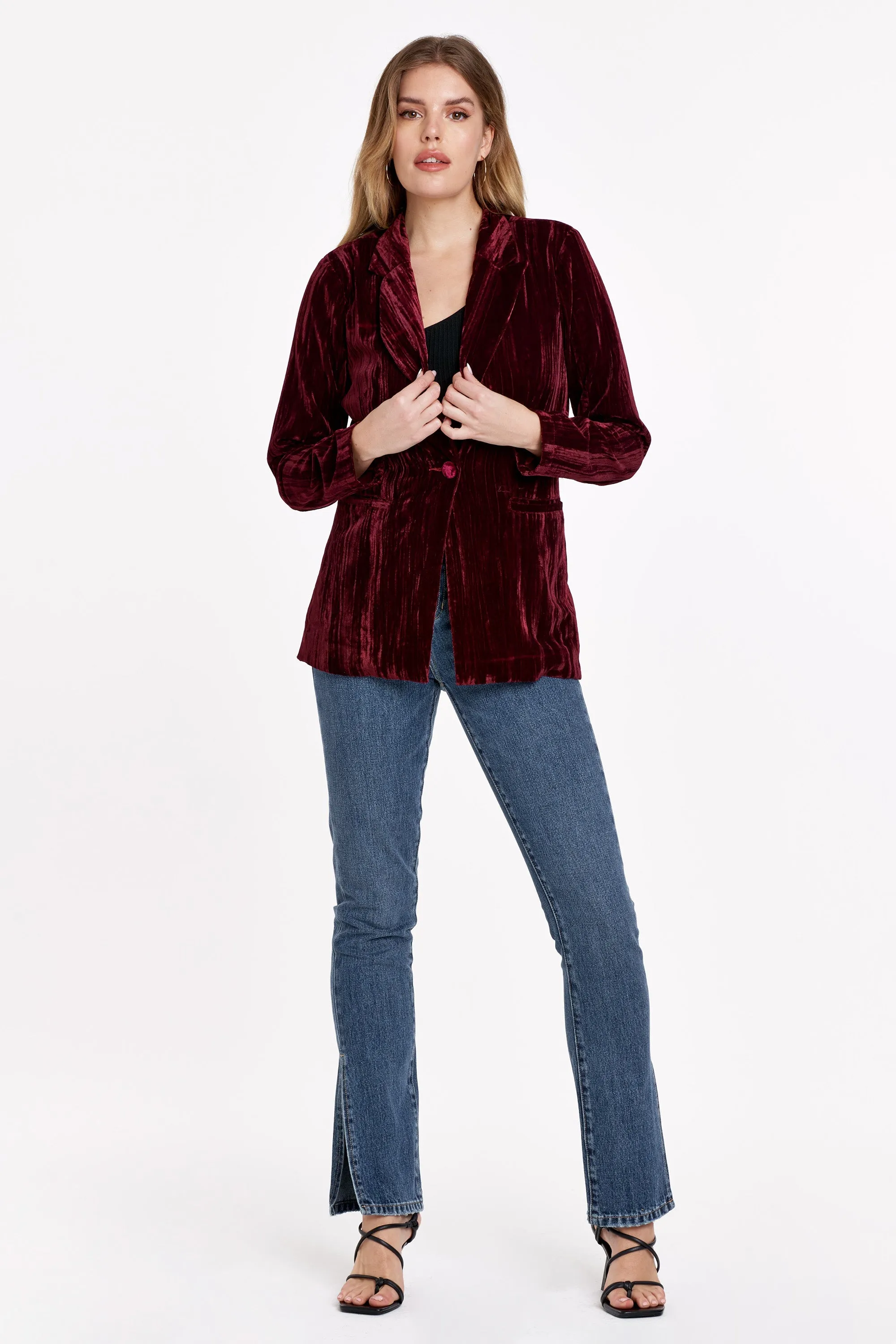 WYLIE BLAZER JACKET RED PLUM