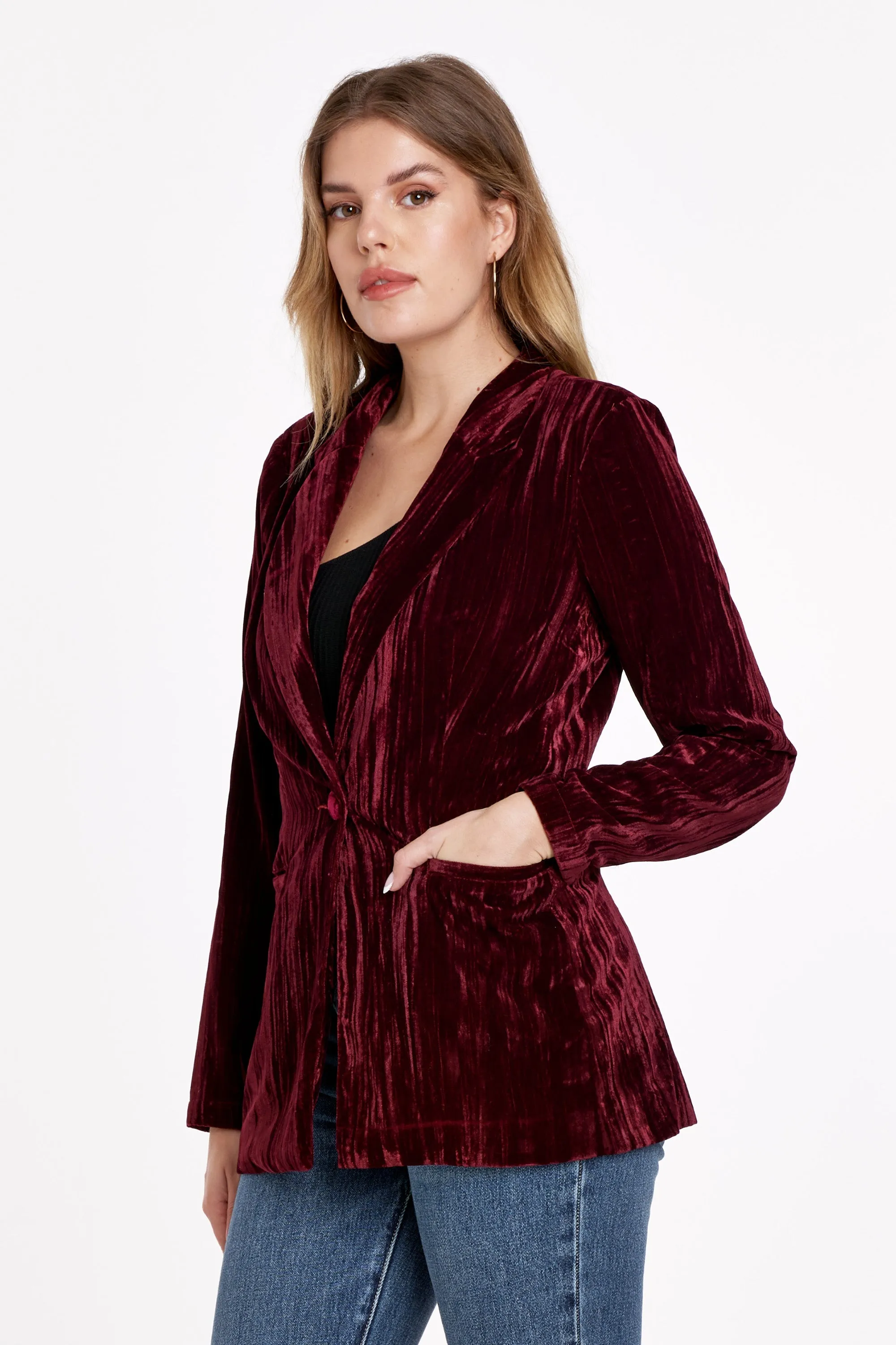 WYLIE BLAZER JACKET RED PLUM