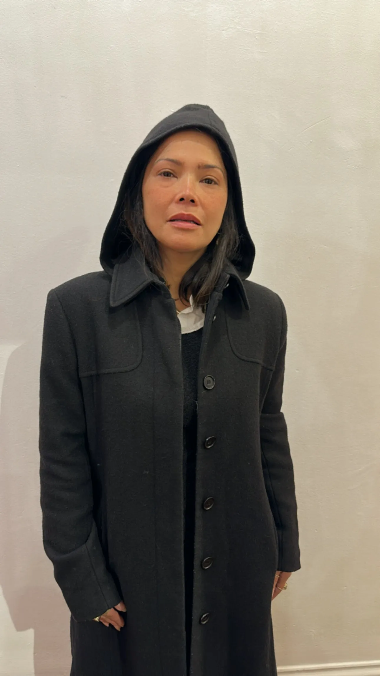 Y2k Black Wool Hooded Coat