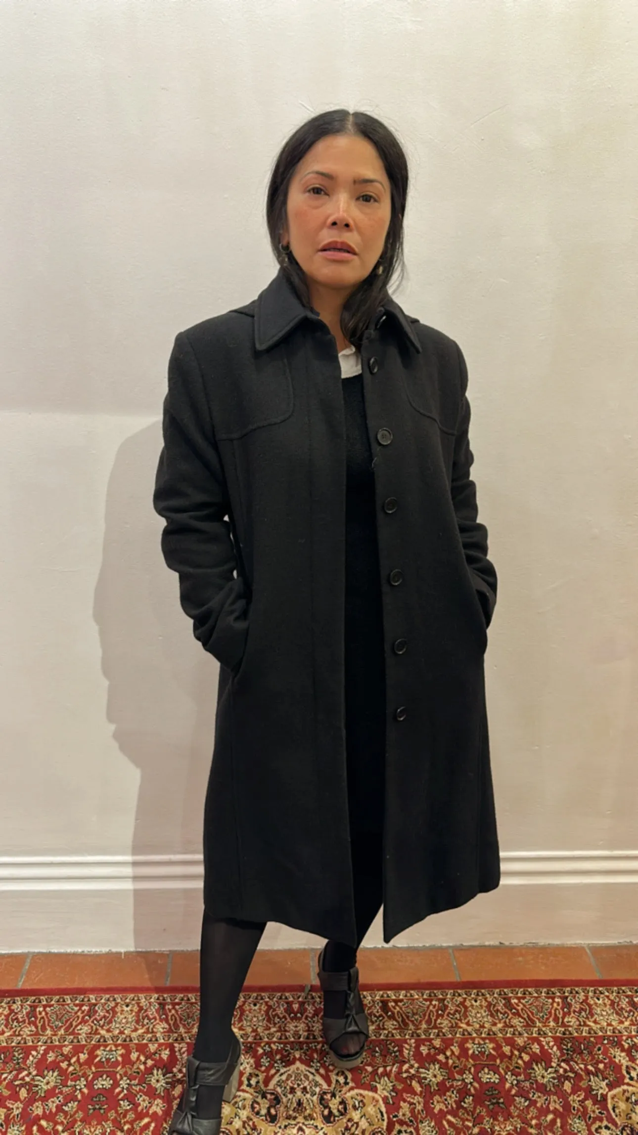 Y2k Black Wool Hooded Coat