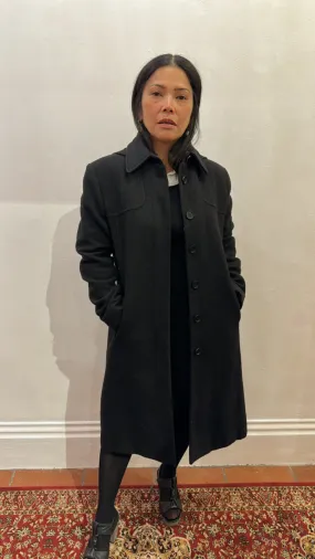Y2k Black Wool Hooded Coat