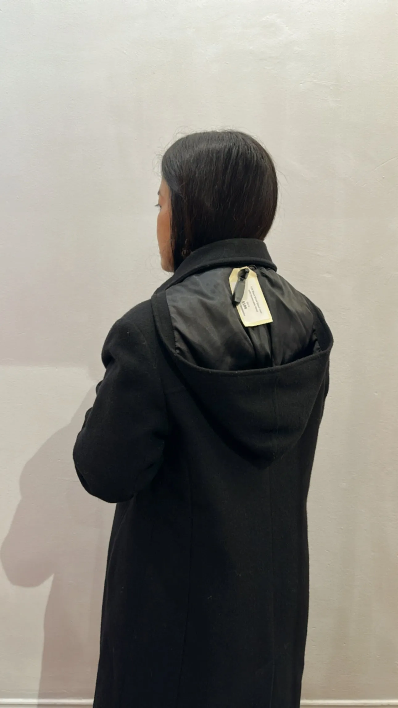 Y2k Black Wool Hooded Coat