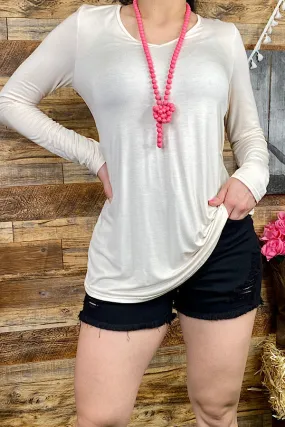 YMY8585 Solid Beige long sleeve top (DS12)