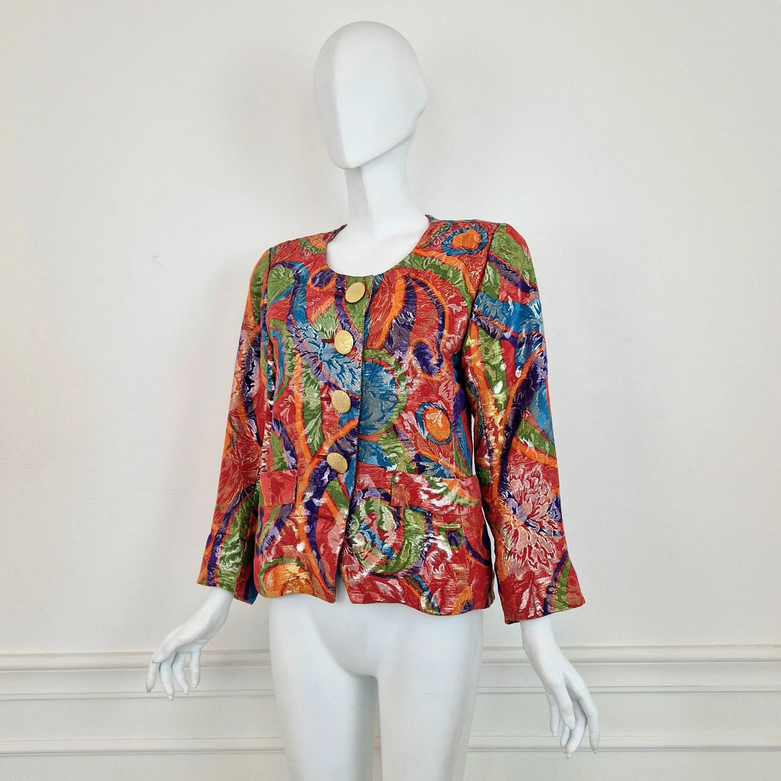 Yves Saint Laurent | Blazer tessuto lamè maxi bottoni