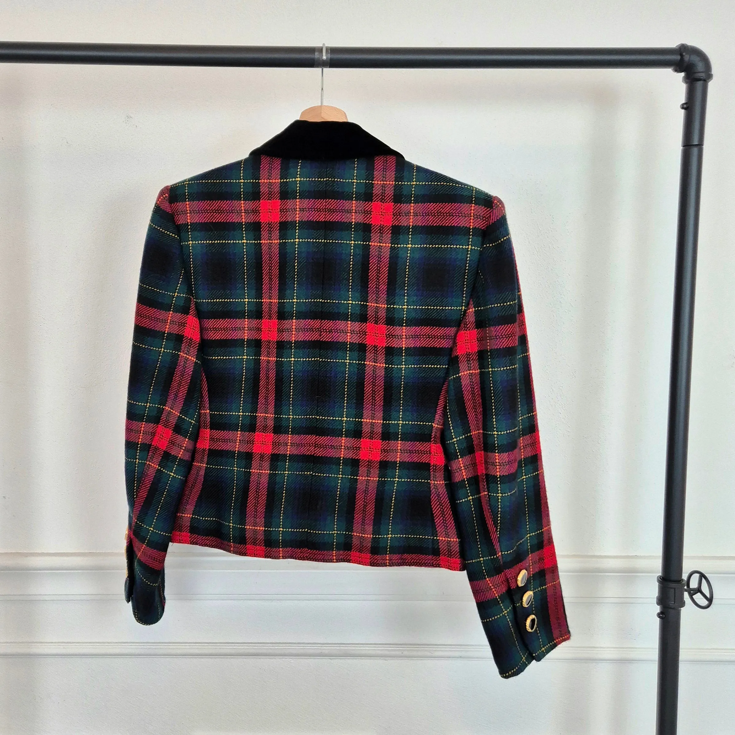 Yves Saint Laurent | Giacca tartan lana e velluto