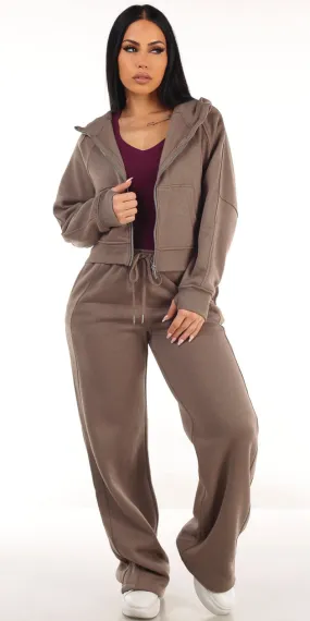Zip Up Vneck Sweatpants Trio