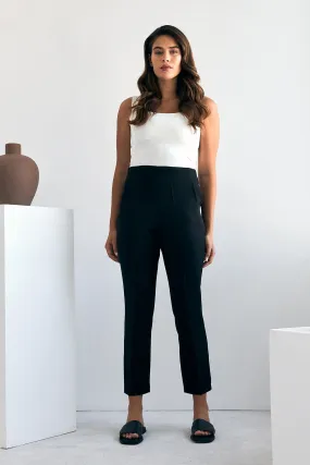 ZRF Women Elastic Waist Pants - Black - Pen-y-Bont ar Ogwr